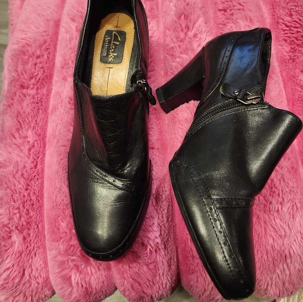Clarks Elegant Black Heeled Boots